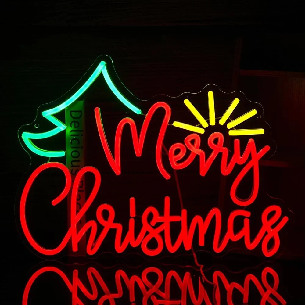 Merry Christmas Neon Sign Led Candy Dimmable Light Up Sign for Party Kids Gift